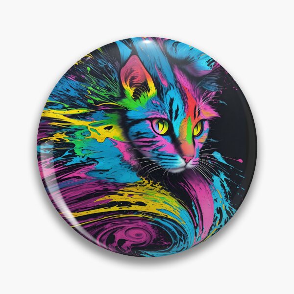 Item preview, Multicolor cat painting in neon urban street style designed and sold by Carlos Gudino.
