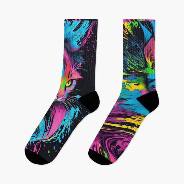Item preview, Multicolor cat painting in neon urban street style designed and sold by Carlos Gudino.