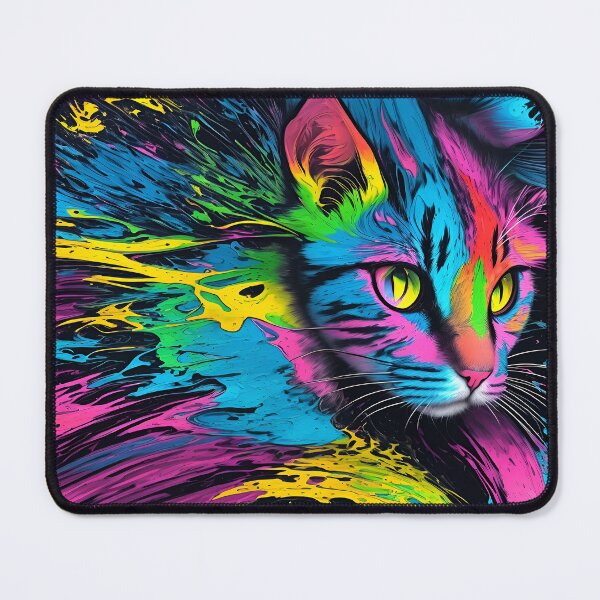 Item preview, Multicolor cat painting in neon urban street style designed and sold by Carlos Gudino.
