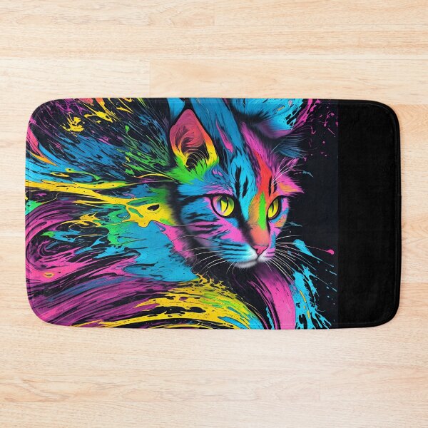 Item preview, Multicolor cat painting in neon urban street style designed and sold by Carlos Gudino.