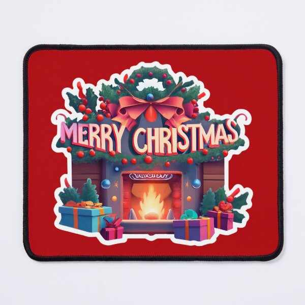 Item preview, Cozy fireplace with the text "Merry Christmas" designed and sold by AI-Only Creations.