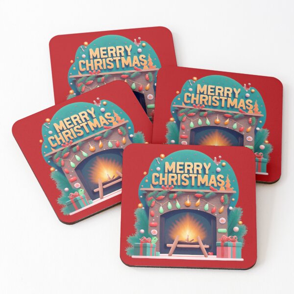 Item preview, Cozy fireplace with the text "Merry Christmas" designed and sold by AI-Only Creations.