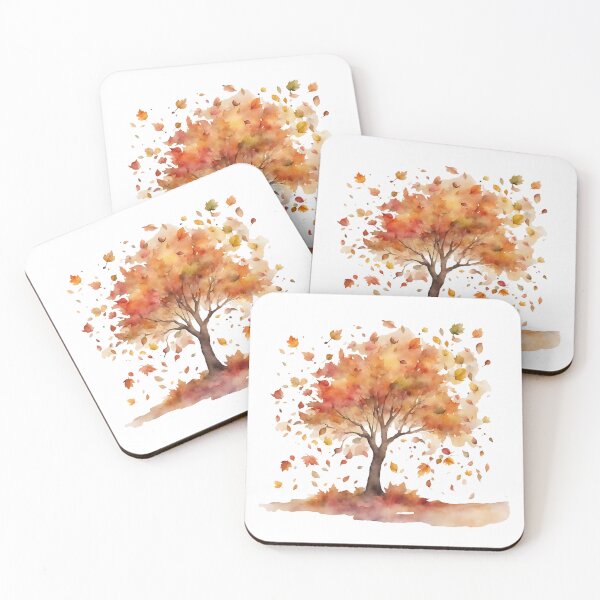 Item preview, Autumn Tree and Falling Leaves Watercolor  designed and sold by silviaol.