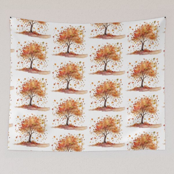 Item preview, Autumn Tree and Falling Leaves Watercolor  designed and sold by silviaol.