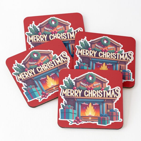 Item preview, Cozy fireplace with the text "Merry Christmas" designed and sold by AI-Only Creations.