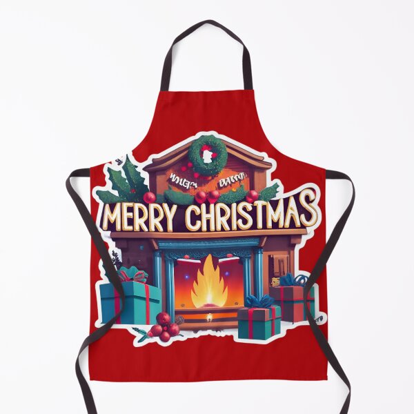 Item preview, Cozy fireplace with the text "Merry Christmas" designed and sold by AI-Only Creations.