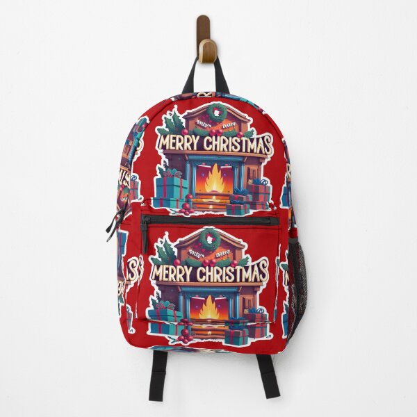 Item preview, Cozy fireplace with the text "Merry Christmas" designed and sold by AI-Only Creations.