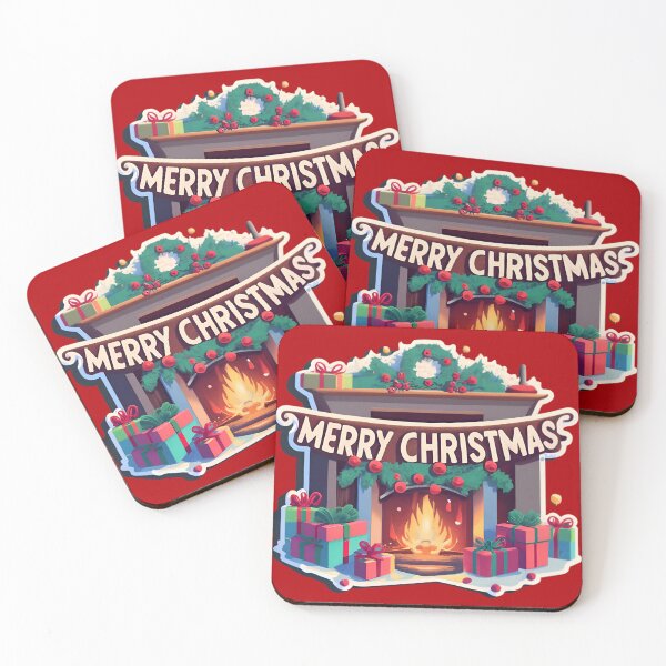 Item preview, Cozy fireplace with the text "Merry Christmas" designed and sold by AI-Only Creations.