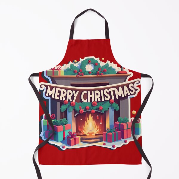 Item preview, Cozy fireplace with the text "Merry Christmas" designed and sold by AI-Only Creations.