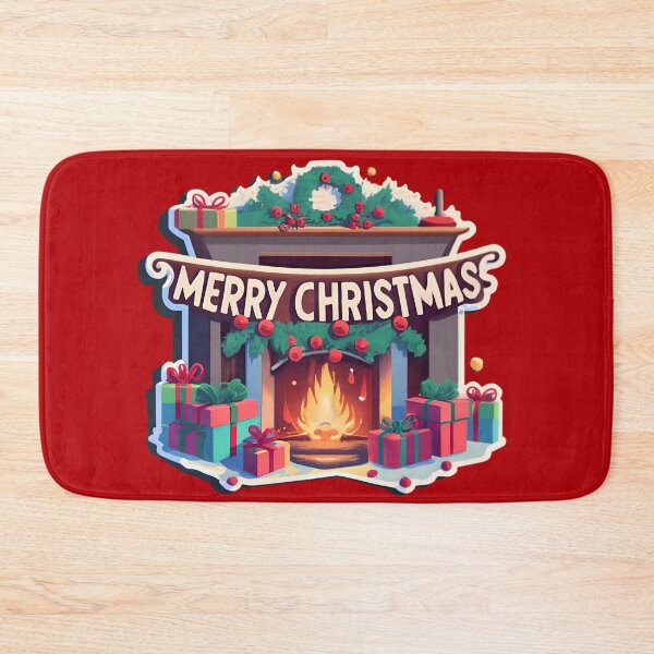 Item preview, Cozy fireplace with the text "Merry Christmas" designed and sold by AI-Only Creations.