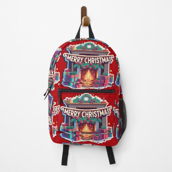 Item preview, Cozy fireplace with the text "Merry Christmas" designed and sold by AI-Only Creations.