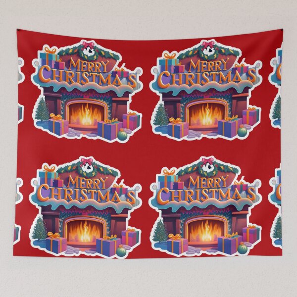 Item preview, Cozy fireplace Merry Christmas designed and sold by AI-Only Creations.
