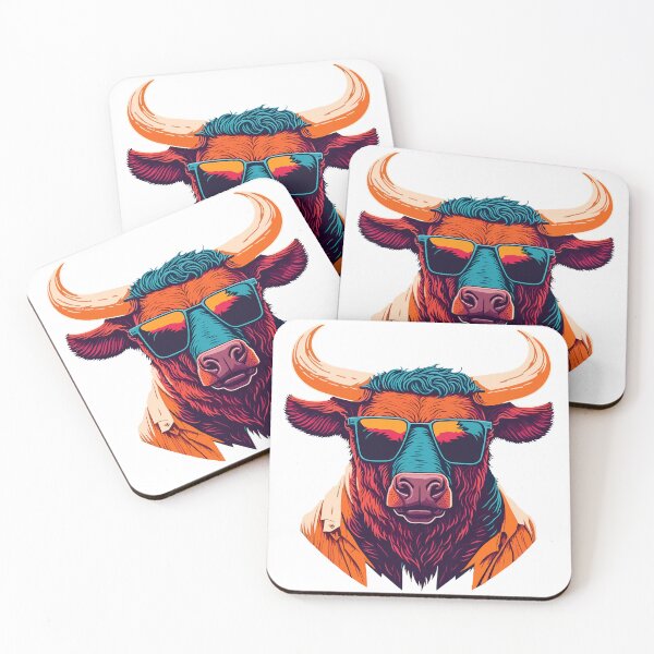 Item preview, Stylish Bull portrait with sunglasses designed and sold by MamikonarsRB.