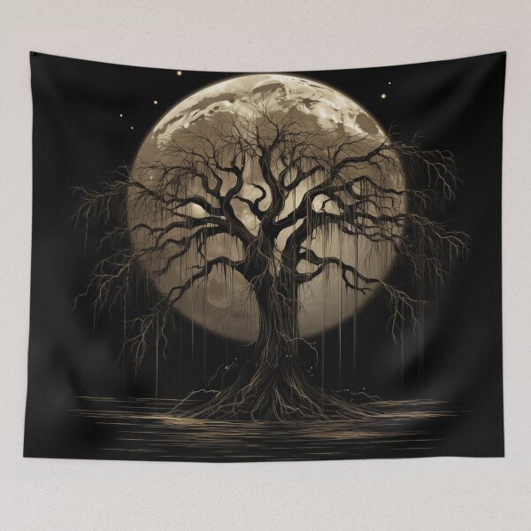 Item preview, Moonlit Sentinel Druid Tree of Death Against a Full Moon designed and sold by Matt's Artificial Nature.