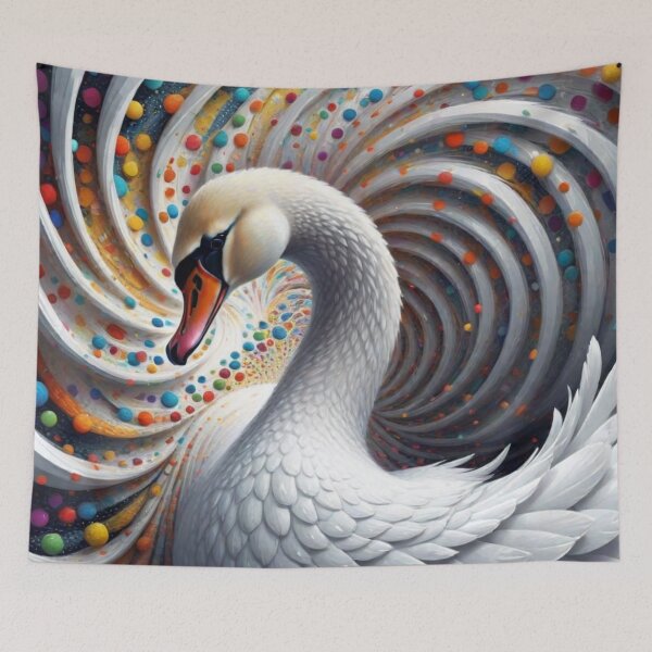 Item preview, White Swan Dot Swirls designed and sold by purplesensation.