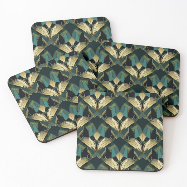 Item preview, Art Deco Teal & Gold Digital Pattern designed and sold by zolarche.