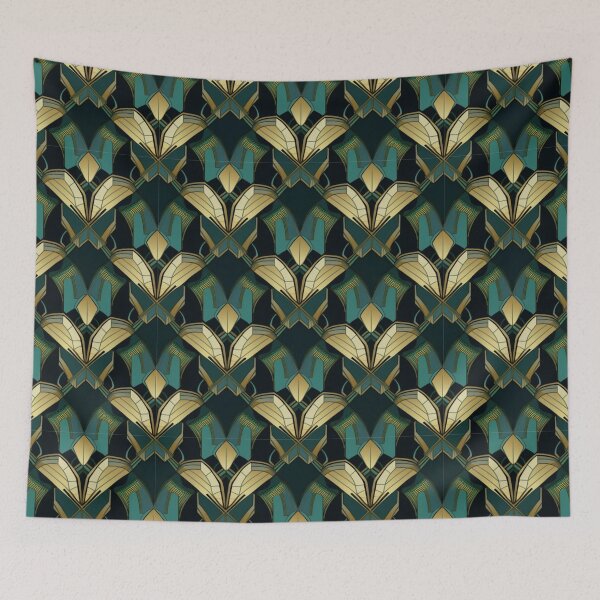 Item preview, Art Deco Teal & Gold Digital Pattern designed and sold by zolarche.