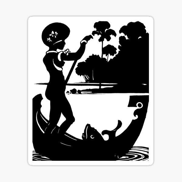 Vista previa del artículo con la obra «Niña papú de pie en bote de remos con pescado 1923 Papua Nueva Guinea», diseñado y vendido por RocketshipRetro.