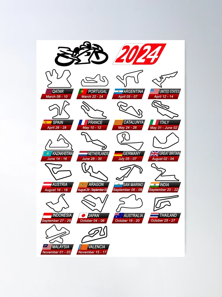 Poster MotoGP 2024, calendrier mural du circuit, affiche des événements,  impression murale -  France