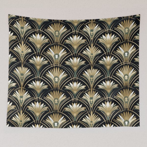 Item preview, Art Deco Floral Fan Digital Pattern designed and sold by zolarche.