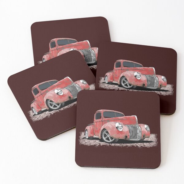 Item preview, Red rusty 40 Ford truck - Vintage rat rod pickup designed and sold by Glenn Mueller.