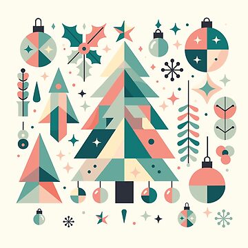 Artwork thumbnail, Minimalist Geometric Christmas Tree Design by hidden-design