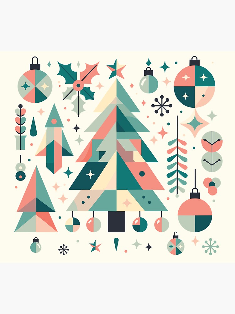 Thumbnail 3 of 3, Sticker, Minimalist Geometric Christmas Tree Design designed and sold by hidden-design.