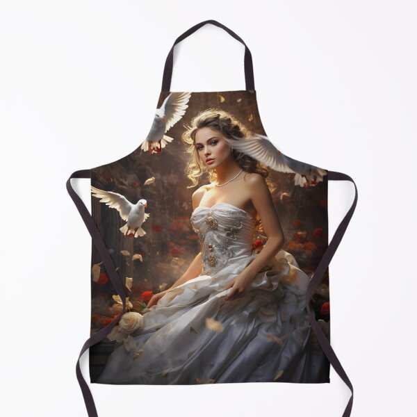 Item preview, Elegant Woman Amid Doves in Warm White Atmosphere designed and sold by soulofalion.