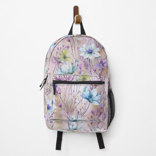 Item preview, Watercolor my beautiful flowers - blue, purple, beige, pastel colors on a white background. designed and sold by My-fake-places.