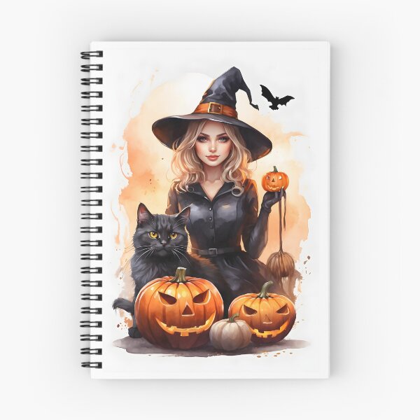 Item preview, Halloween clipart cute Witch with black cat and pumpkins watercolor  designed and sold by Zenalia.