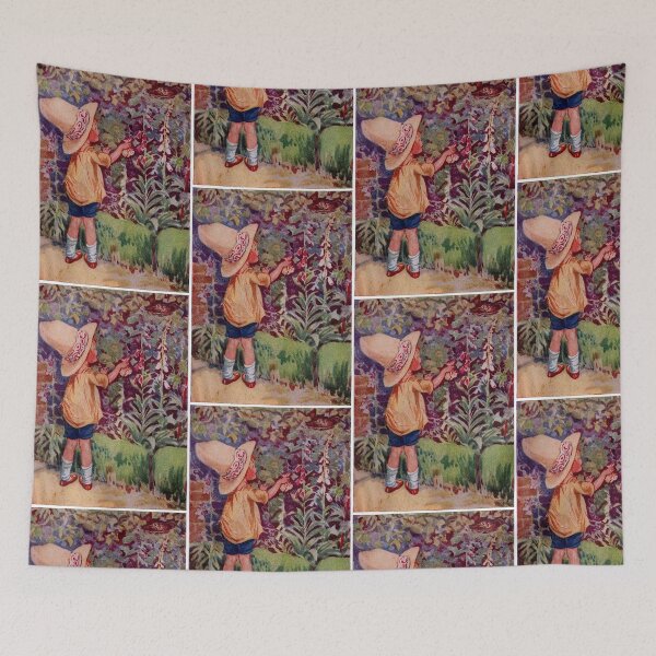 Item preview, Little girl watering orchids illustration - Anne Anderson designed and sold by Vintage Designs +.
