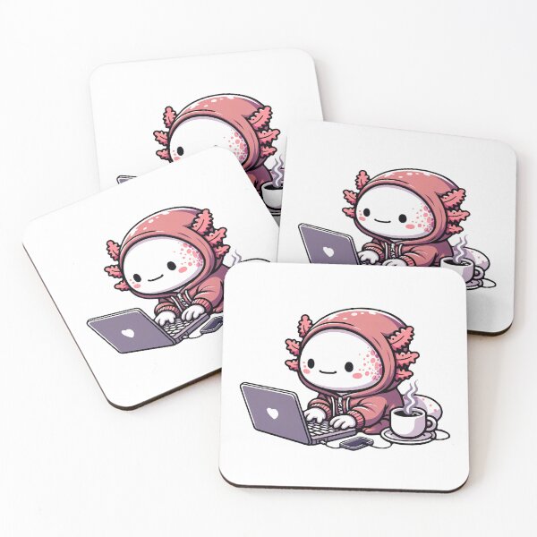 Item preview, Kawaii Axolotl Programmer in Action designed and sold by PuffPuffPrint.