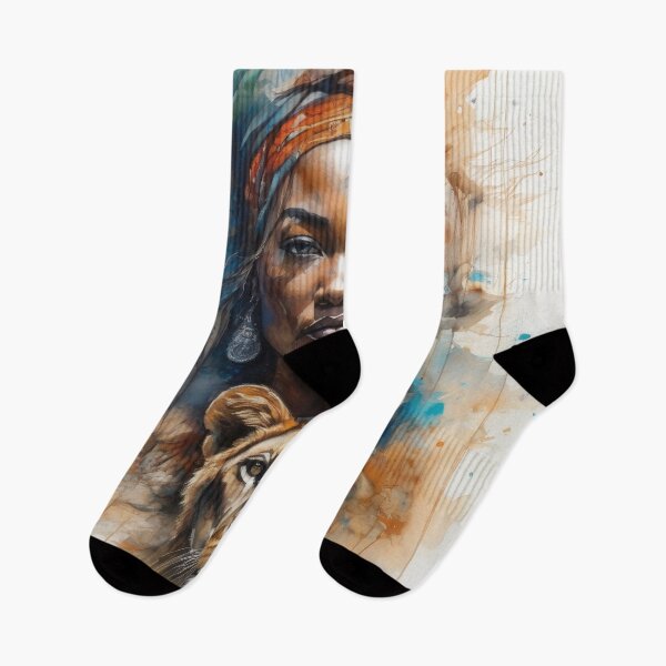 Item preview, African Woman and Lioness Portrait designed and sold by BeepBoopAIBoobs.