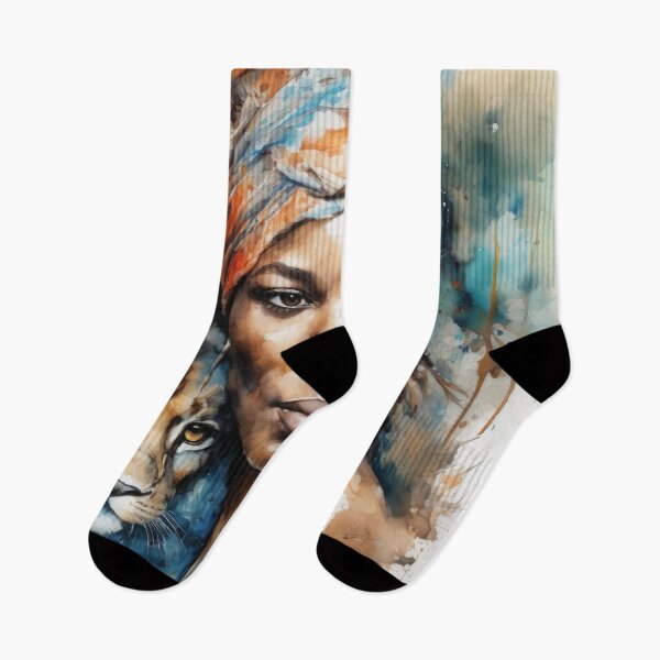 Item preview, African Woman and Lioness Portrait designed and sold by BeepBoopAIBoobs.