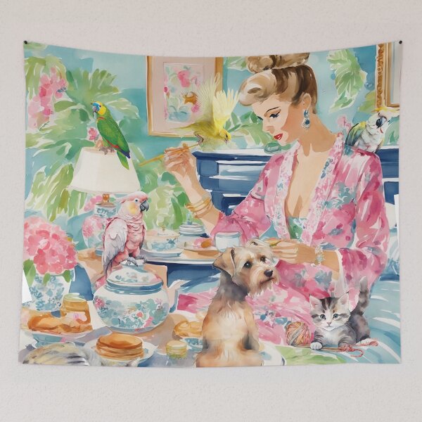 Item preview, Breakfast in bed, preppy whimsical painting designed and sold by SophieClimaArt.