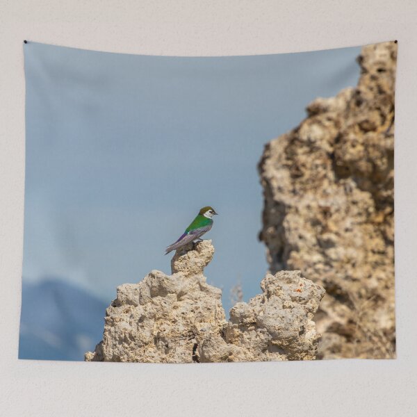 Item preview, Green and Purple Bird Rests on Rocks designed and sold by SafariByMarisa.