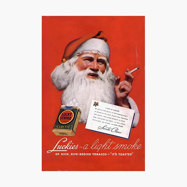 Item preview, Vintage 1930s Santa Lucky Strike Cigarettes Ad designed and sold by recuni.