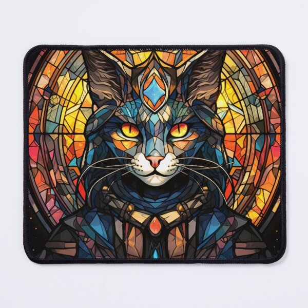 Item preview, dnd Glass stained art style Tabaxi Wizard designed and sold by TellezStickers.