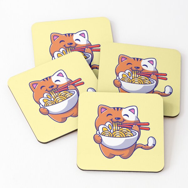 Item preview, Cute Cat Eating Ramen Noodle designed and sold by hjian8219.