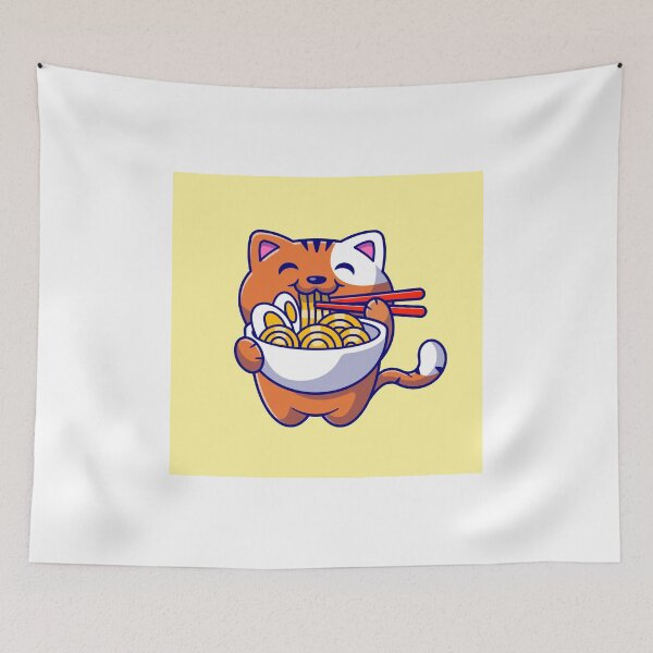 Item preview, Cute Cat Eating Ramen Noodle designed and sold by hjian8219.