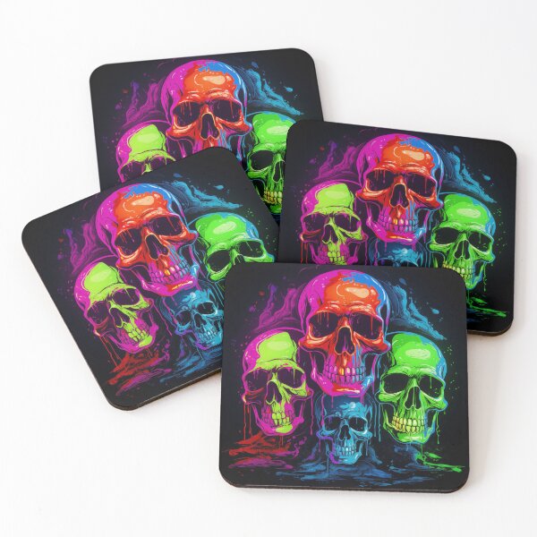 Item preview, Blacklight Style Quartet of Neon Skulls designed and sold by Matt's Artificial Nature.