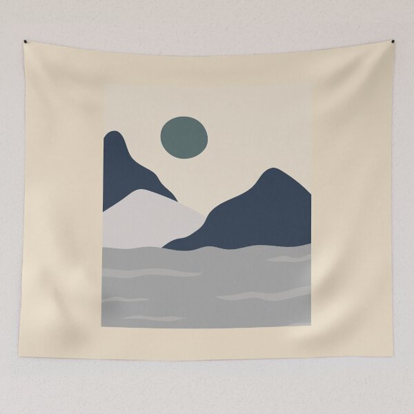 Item preview,   Boho Abstract Art Blue Landscape Sunset Mountains Design designed and sold by zedonee.
