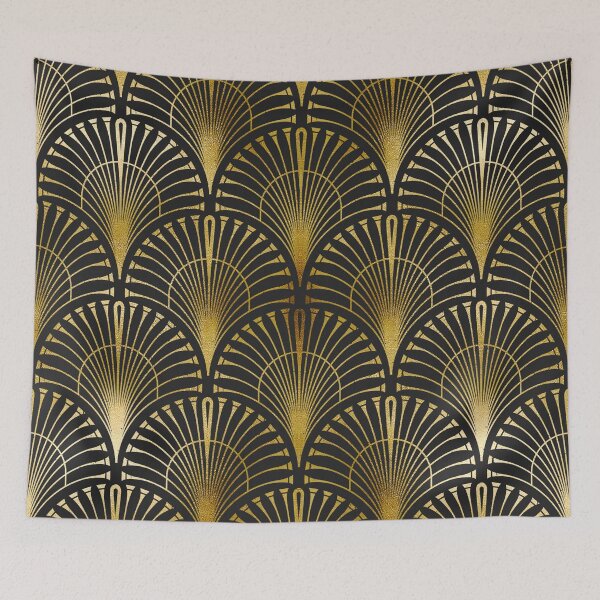 Item preview, Vintage Art Deco Golden And Black Fan Pattern  designed and sold by DEC02.