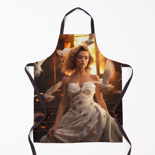 Item preview, Elegant Woman Amid Doves in Warm White Atmosphere designed and sold by soulofalion.