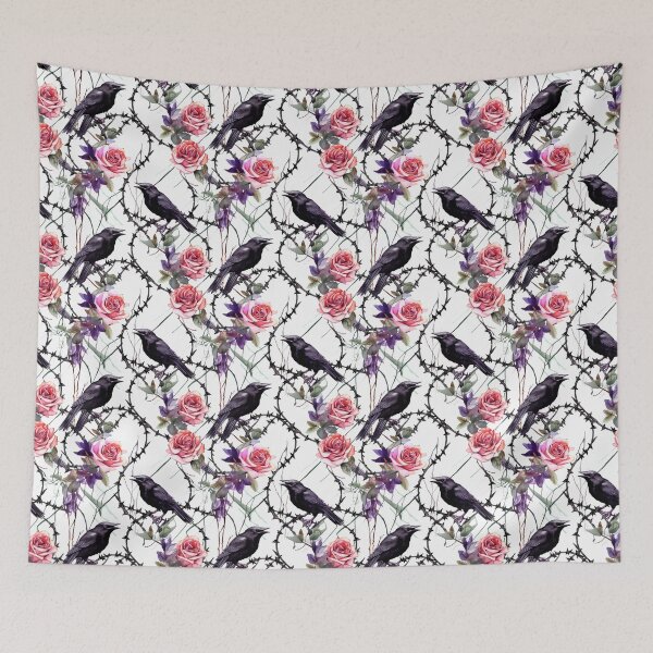 Item preview, Gothic Pink Rose with Thorns and Black Birds  designed and sold by MysticOzzy.