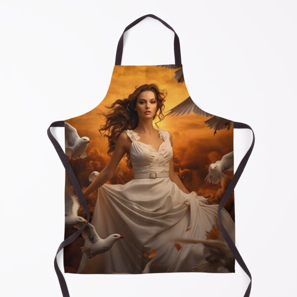 Item preview, Elegant Woman Amid Doves in Warm White Atmosphere designed and sold by soulofalion.