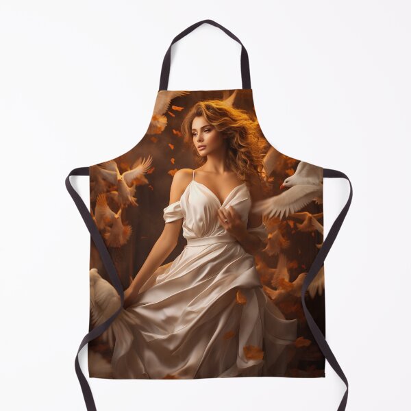 Item preview, Elegant Woman Amid Doves in Warm White Atmosphere designed and sold by soulofalion.