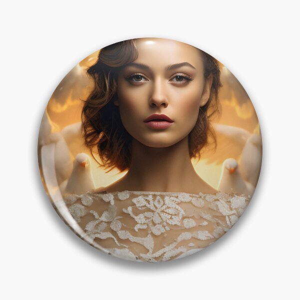 Item preview, Elegant Woman Amid Doves in Warm White Atmosphere designed and sold by soulofalion.