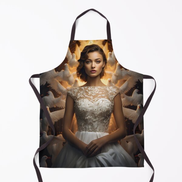 Item preview, Elegant Woman Amid Doves in Warm White Atmosphere designed and sold by soulofalion.