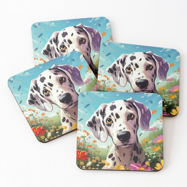 Item preview, cute Dalmatian puppy in flower field designed and sold by WallyPink.